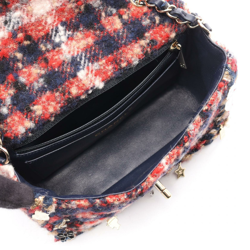 香奈兒 (CHANEL) 迷你絎縫 20 鏈條肩背包 A69900 紅色織物 二手 女士 金色五金 CC-2