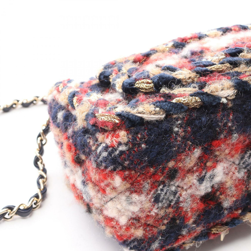 香奈兒 (CHANEL) 迷你絎縫 20 鏈條肩背包 A69900 紅色織物 二手 女士 金色五金 CC-7