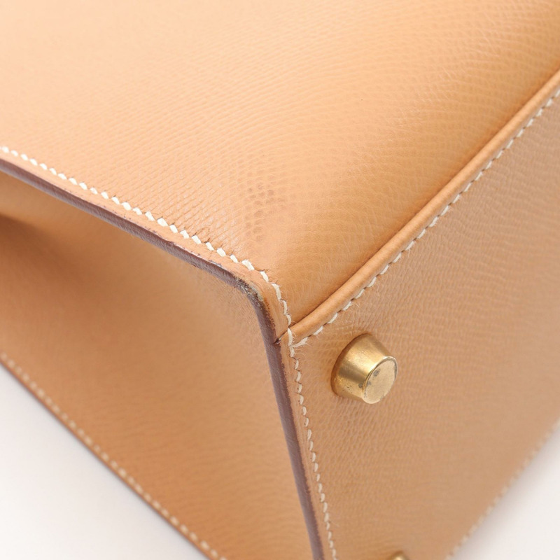 愛馬仕 Kelly 32 肩背包，棕色粒面 Couchevel 皮革，二手，金色五金-6