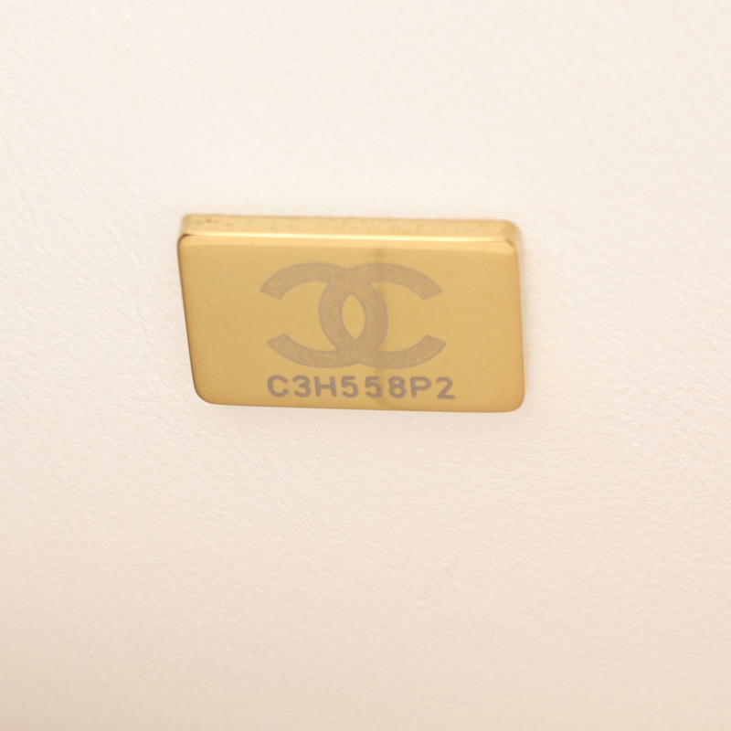 香奈兒 (CHANEL) Matelasse W 翻蓋鏈條肩背包 白色斜紋軟呢布料 二手 金色五金 女士 CC-4