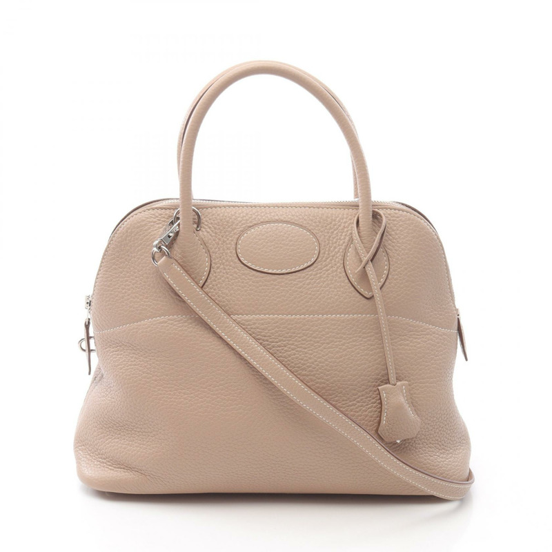 愛馬仕 Bolide 31 單肩手提包，Clemence 皮革，Argile 米色，二手，女士，五金配件-0