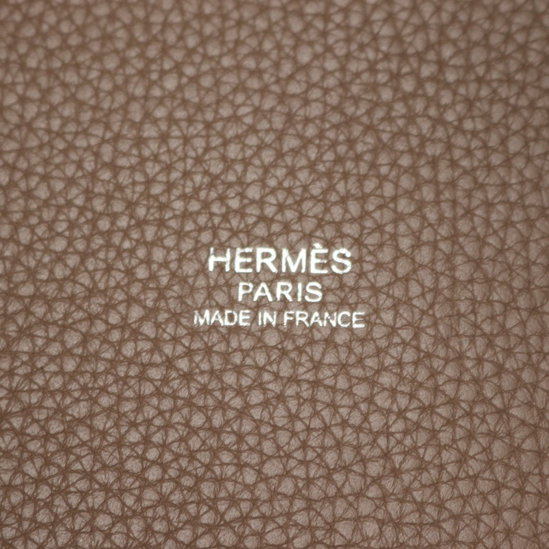 愛馬仕 Picotin Lock PM 托特包，Clemence 皮革，灰色/灰褐色，二手，帶五金件，大號-3