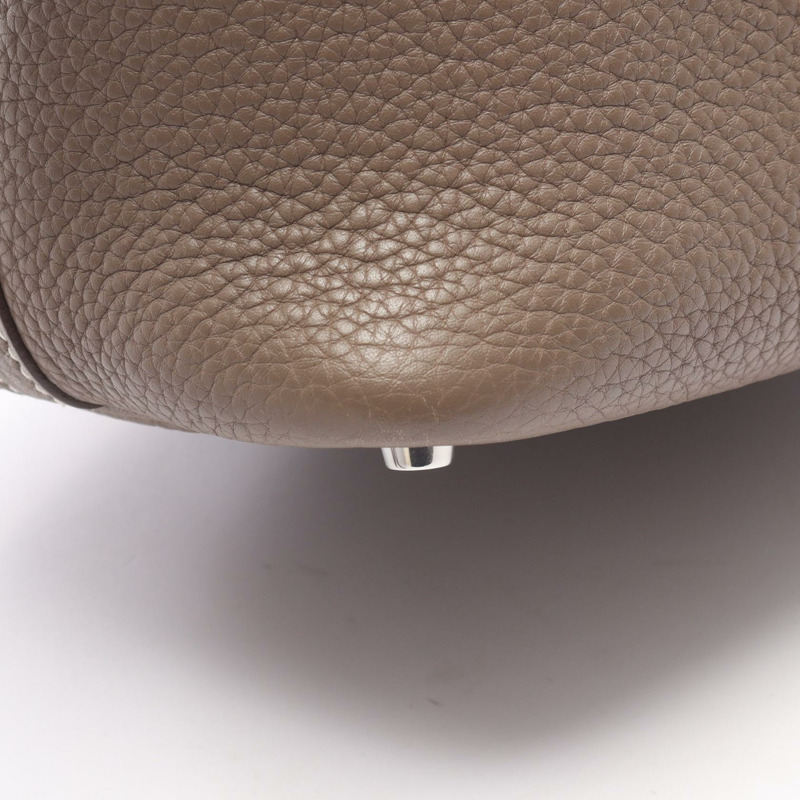 愛馬仕 Picotin Lock PM 托特包，Clemence 皮革，灰色/灰褐色，二手，帶五金件，大號-5