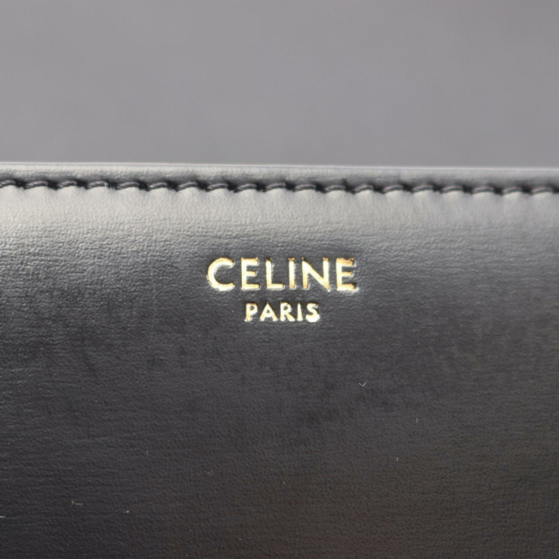 CELINE 經典 Triomphe 中型單肩斜背包 187363 皮革 BK 二手-3