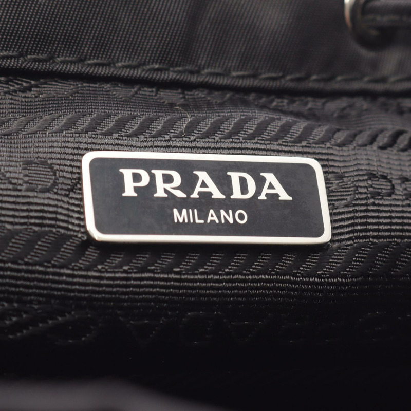 PRADA 鏈條肩挎斜背包 1BH029 尼龍 Saffiano 皮革 黑色 二手-3