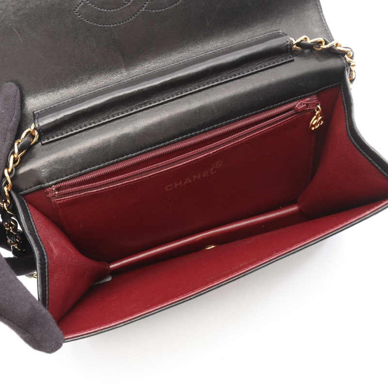 香奈兒 (CHANEL) 絎縫全蓋鏈條肩背包，羊皮材質，黑色，二手，女士，金色五金-2