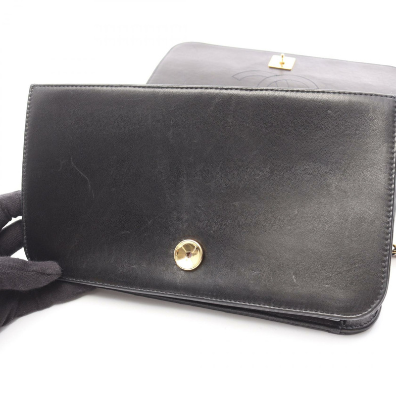 香奈兒 (CHANEL) 絎縫全蓋鏈條肩背包，羊皮材質，黑色，二手，女士，金色五金-6