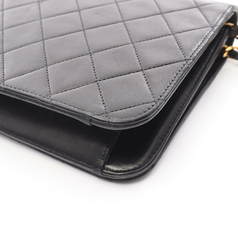 香奈兒 (CHANEL) 絎縫全蓋鏈條肩背包，羊皮材質，黑色，二手，女士，金色五金-10