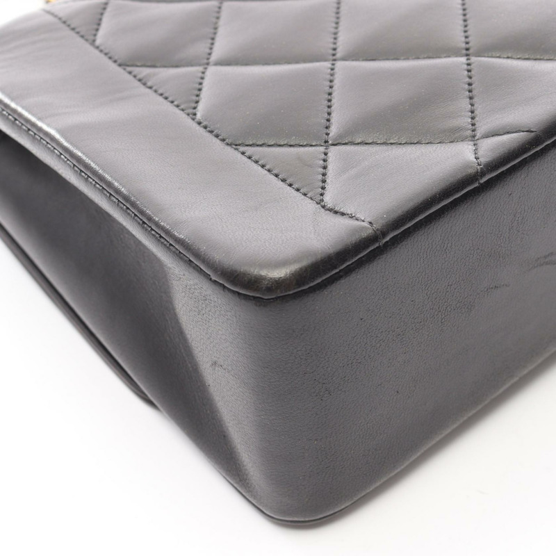 香奈兒 (CHANEL) 絎縫 Diana 翻蓋鏈條單肩背包,羊皮材質,黑色,二手,女士款,金色五金-12