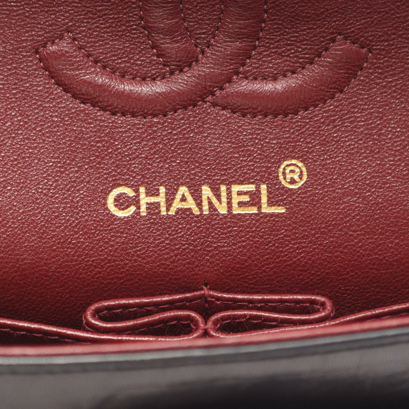 香奈兒 (CHANEL) Matelasse W 翻蓋鏈條單肩背包，羊皮材質，黑色，二手，金色五金，CC-3