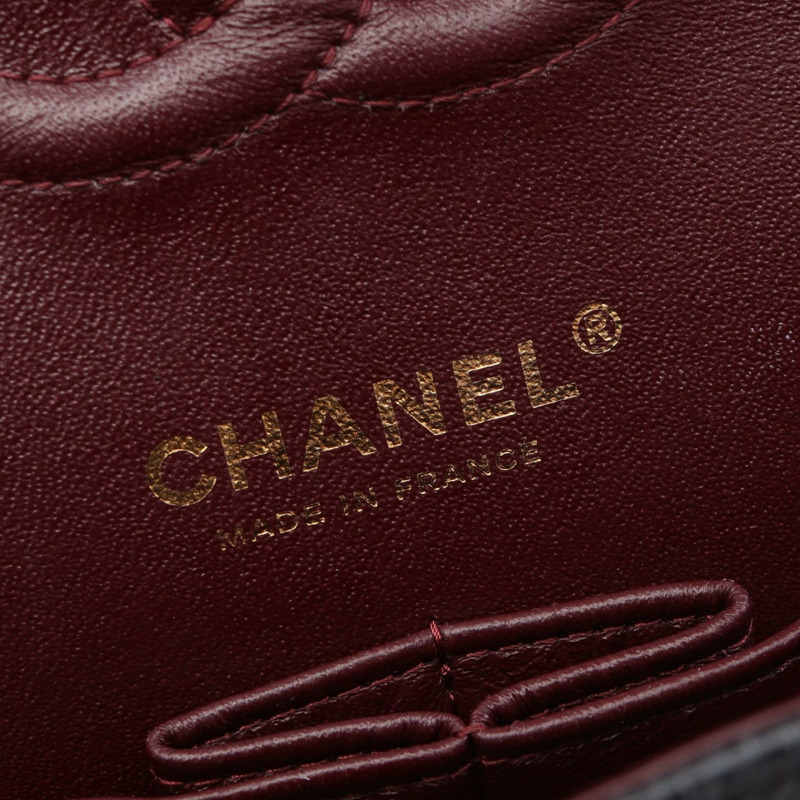 香奈兒 (CHANEL) Matelasse W 翻蓋鏈條單肩背包，粒面小牛皮，黑色，二手，金色五金-3