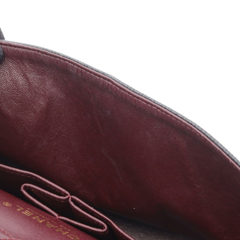 香奈兒 (CHANEL) Matelasse W 翻蓋鏈條單肩背包，粒面小牛皮，黑色，二手，金色五金-10