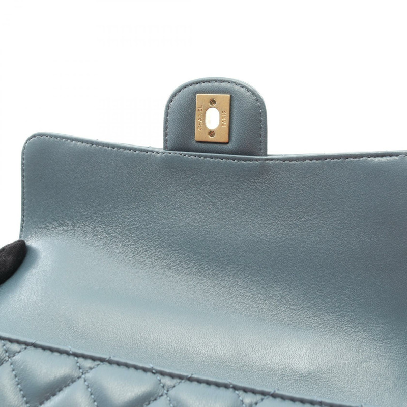 香奈兒 (CHANEL) 絎縫手柄鏈條肩背包，羊皮材質，綠色，二手，金色五金，女士款-7