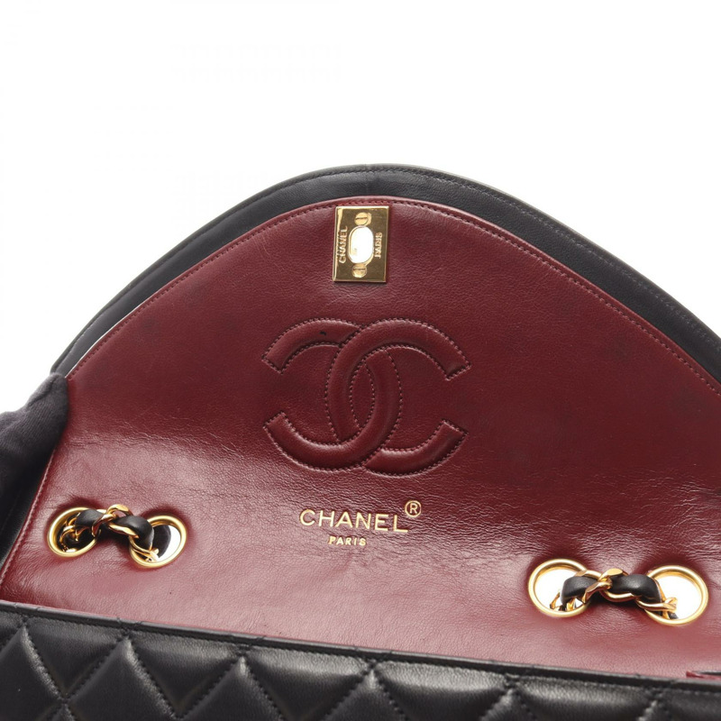 香奈兒 (CHANEL) 絎縫鏈條單肩包，羊皮材質，黑色，二手，女士款，金色五金-6