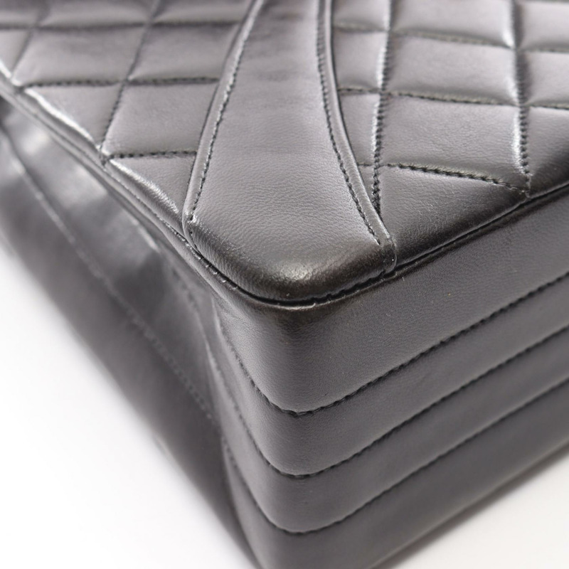 香奈兒 (CHANEL) 絎縫鏈條單肩包，羊皮材質，黑色，二手，女士款，金色五金-8