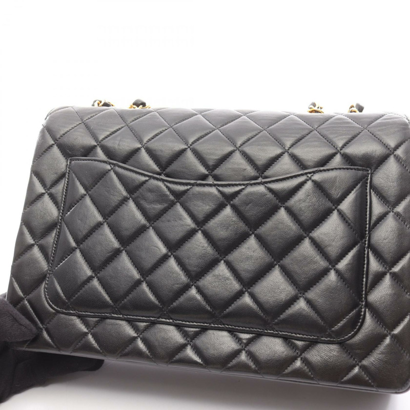 香奈兒 (CHANEL) 絎縫鏈條單肩包，羊皮材質，黑色，二手，女士款，金色五金-11