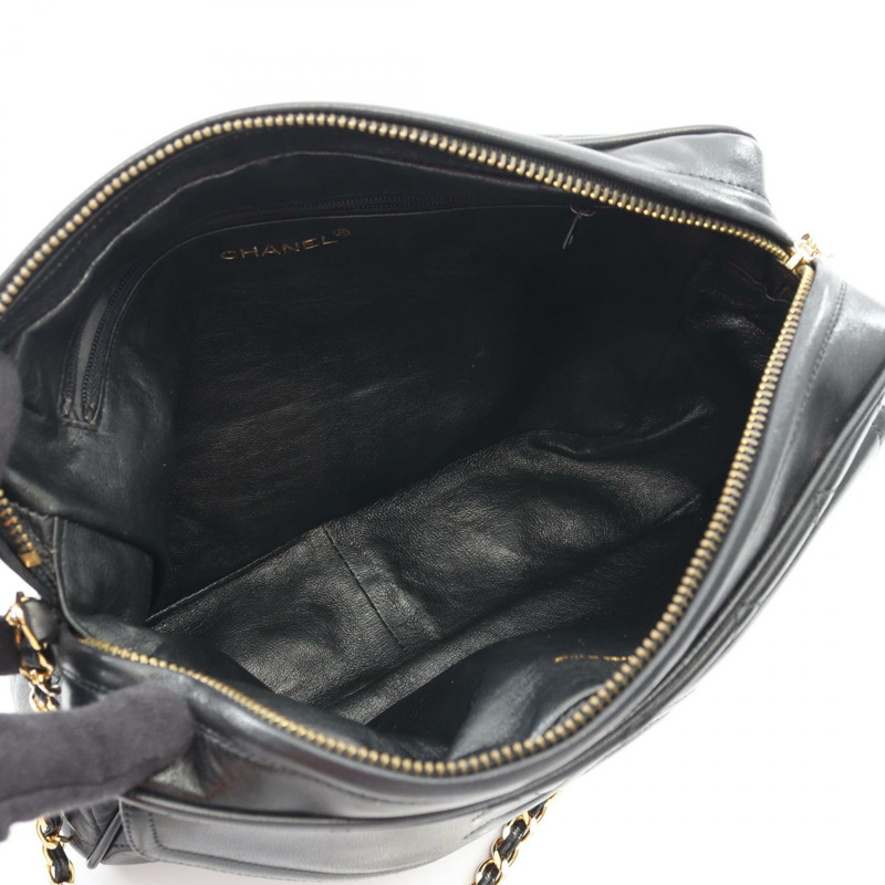 香奈兒 (CHANEL) 絎縫鏈條單肩包,羊皮材質,黑色,二手,女士款,金色五金-2