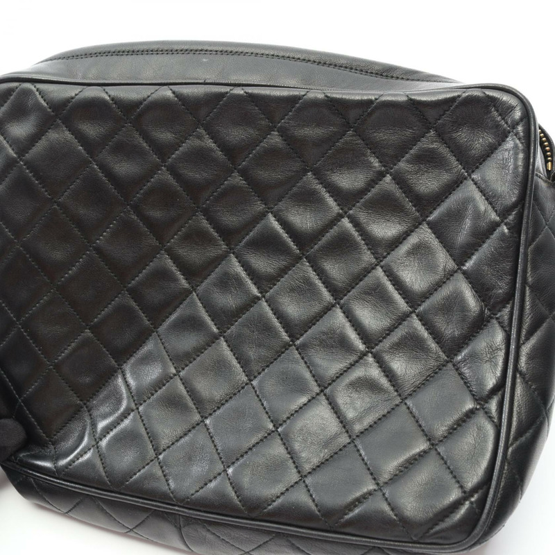 香奈兒 (CHANEL) 絎縫鏈條單肩包,羊皮材質,黑色,二手,女士款,金色五金-6