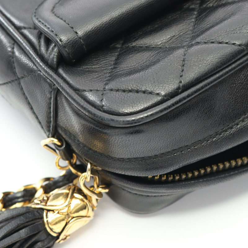 香奈兒 (CHANEL) 絎縫鏈條單肩包,羊皮材質,黑色,二手,女士款,金色五金-7