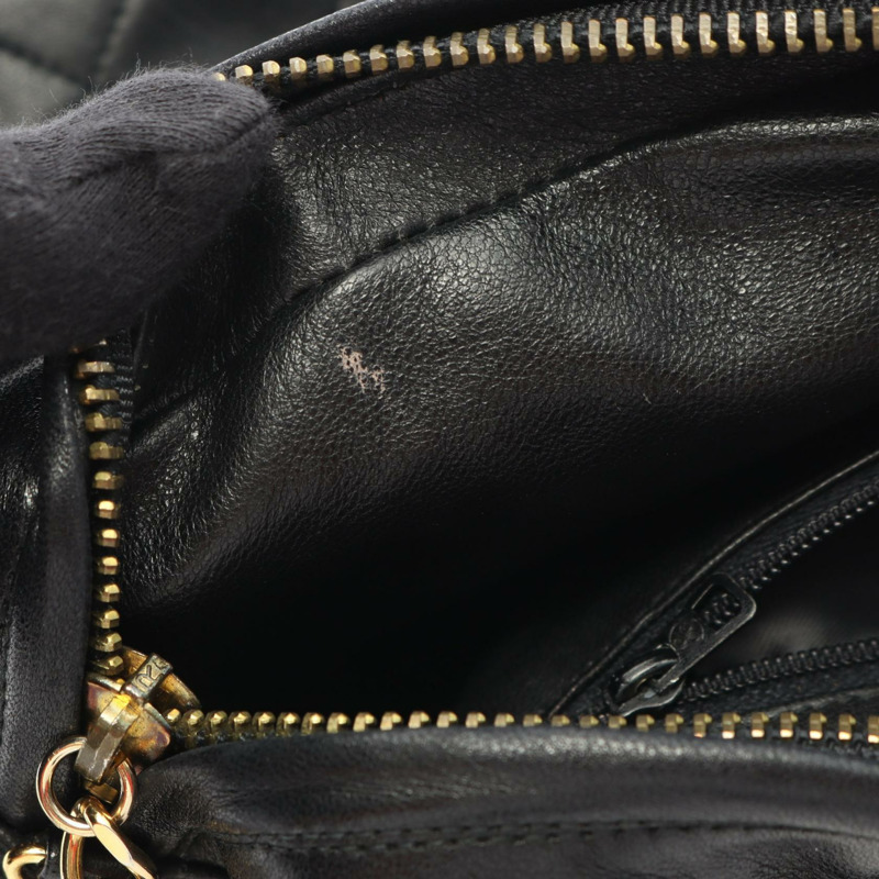 香奈兒 (CHANEL) 絎縫鏈條單肩包,羊皮材質,黑色,二手,女士款,金色五金-8