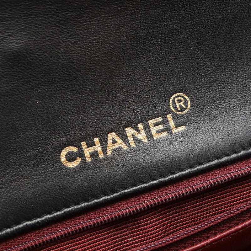 香奈兒 (CHANEL) 迷你絎縫 20 鏈條肩背包，羊皮材質，黑色，二手，金色五金 CC-3