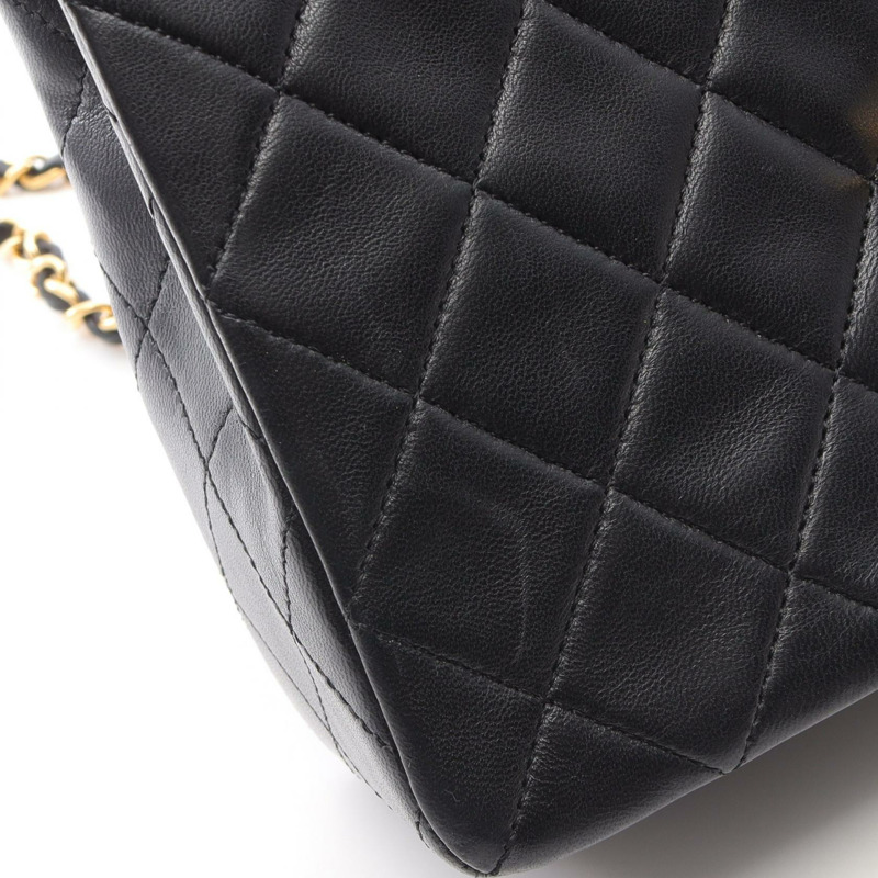 香奈兒 (CHANEL) 迷你絎縫 20 鏈條肩背包，羊皮材質，黑色，二手，金色五金 CC-12