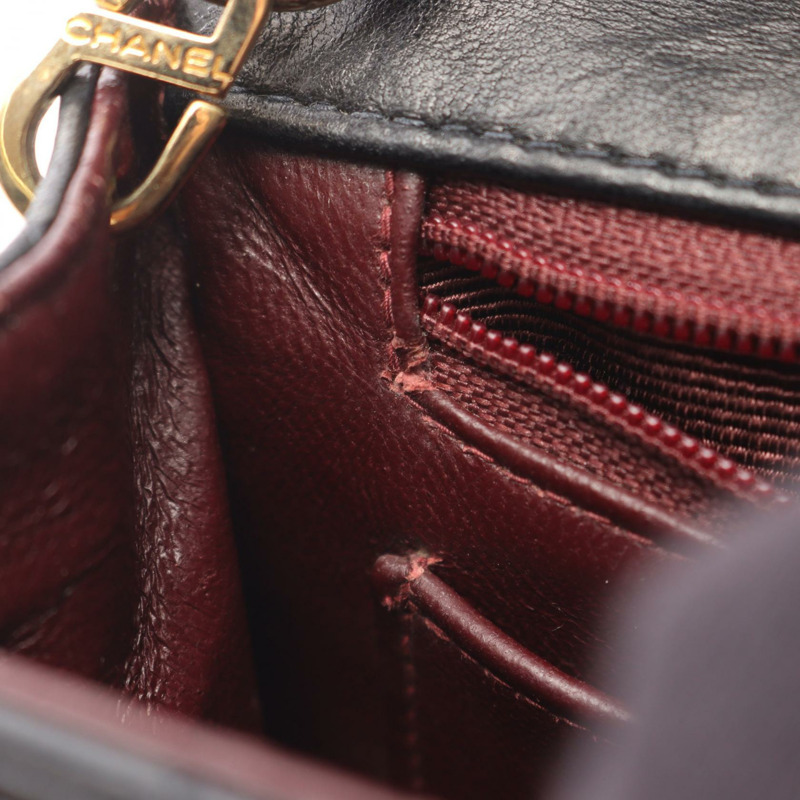 香奈兒迷你絎縫鏈條單肩包,羊皮材質,黑色,二手,女士款,金色五金-5