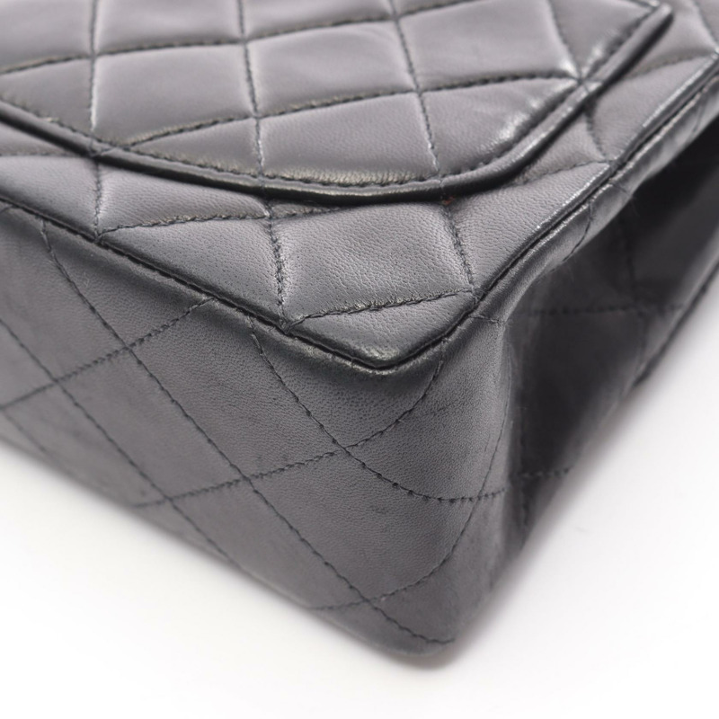 香奈兒迷你絎縫鏈條單肩包,羊皮材質,黑色,二手,女士款,金色五金-11