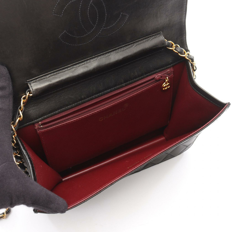 香奈兒 (CHANEL) 絎縫鏈條單肩包,羊皮材質,黑色,二手,女士款,金色五金-2