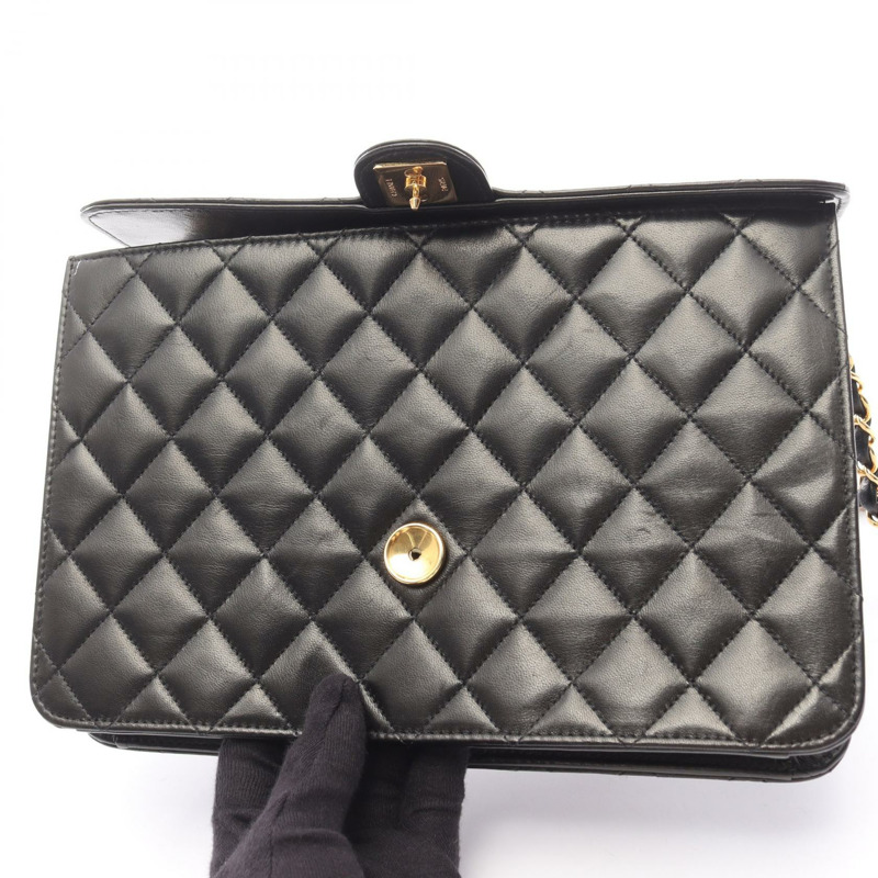 香奈兒 (CHANEL) 絎縫鏈條單肩包,羊皮材質,黑色,二手,女士款,金色五金-5