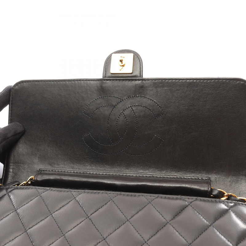 香奈兒 (CHANEL) 絎縫鏈條單肩包,羊皮材質,黑色,二手,女士款,金色五金-6