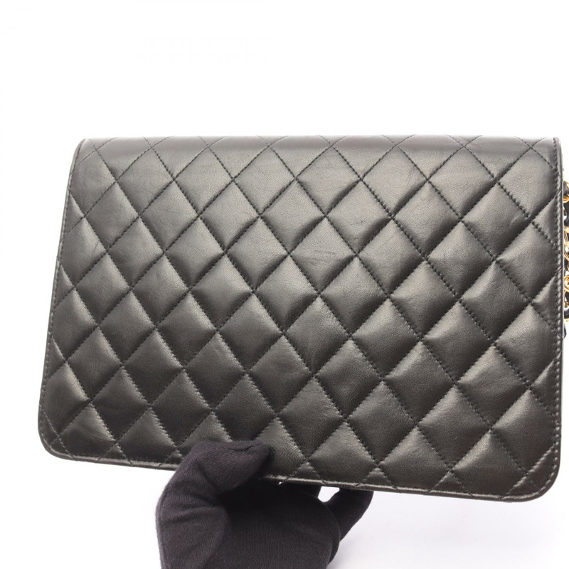 香奈兒 (CHANEL) 絎縫鏈條單肩包,羊皮材質,黑色,二手,女士款,金色五金-8