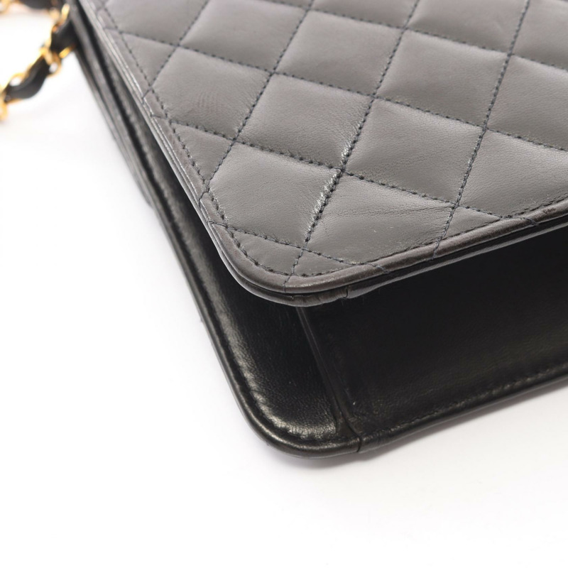 香奈兒 (CHANEL) 絎縫鏈條單肩包,羊皮材質,黑色,二手,女士款,金色五金-10