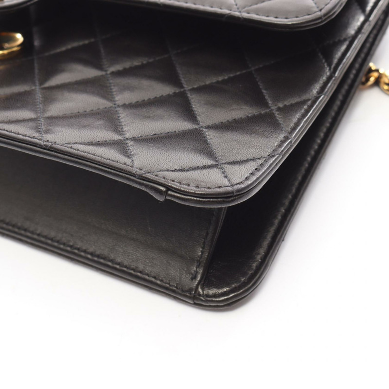 香奈兒 (CHANEL) 絎縫鏈條單肩包,羊皮材質,黑色,二手,女士款,金色五金-11