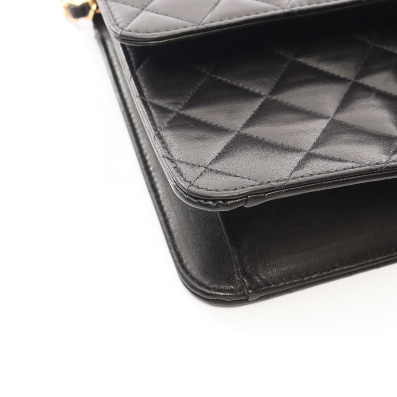 香奈兒 (CHANEL) 絎縫鏈條單肩包,羊皮材質,黑色,二手,女士款,金色五金-12