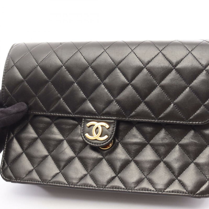 香奈兒 (CHANEL) 絎縫鏈條單肩包,羊皮材質,黑色,二手,女士款,金色五金-13