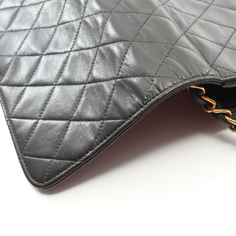 香奈兒 (CHANEL) 絎縫單肩包，羊皮材質，黑色，二手，女士，金色五金配件，CC-7