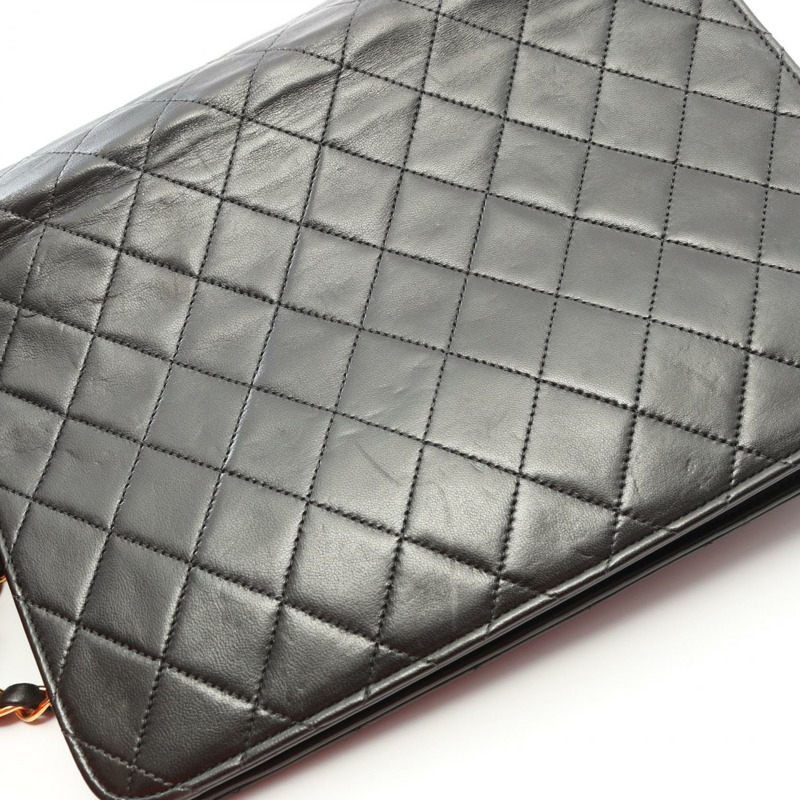 香奈兒 (CHANEL) 絎縫單肩包，羊皮材質，黑色，二手，女士，金色五金配件，CC-8