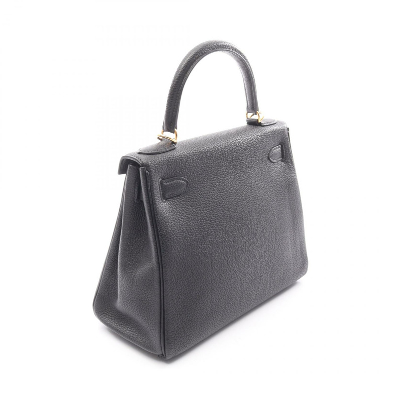 愛馬仕 Kelly 28 肩背包,Togo 皮革,黑色,二手,女士,金色五金 D-1