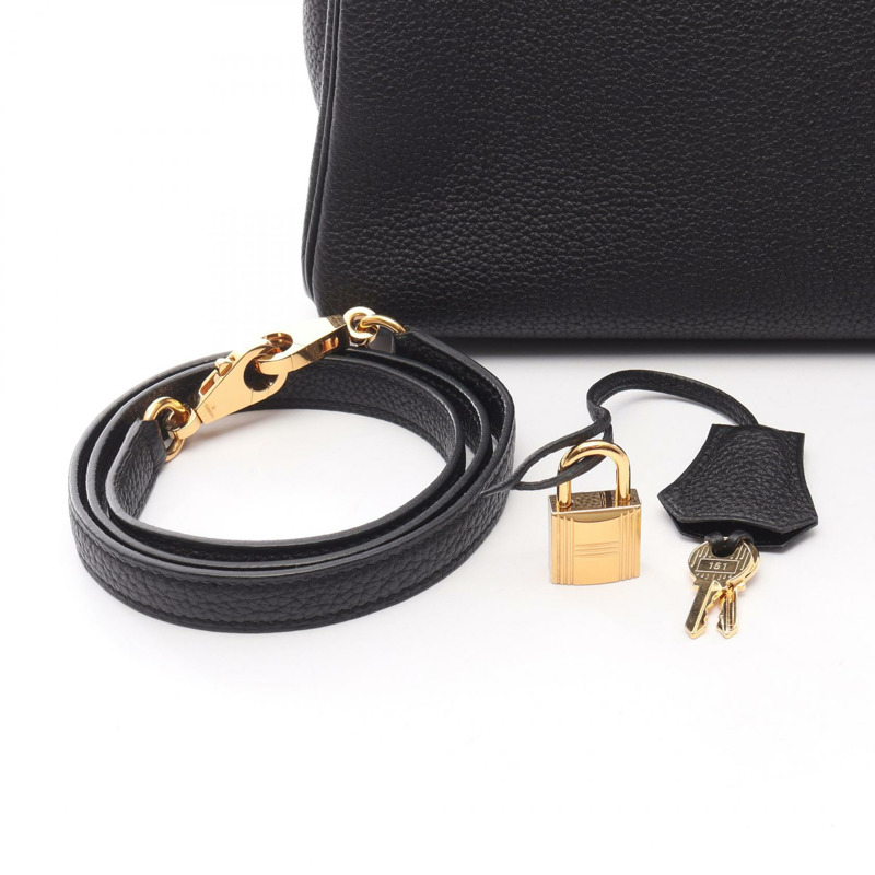 愛馬仕 Kelly 28 肩背包,Togo 皮革,黑色,二手,女士,金色五金 D-5