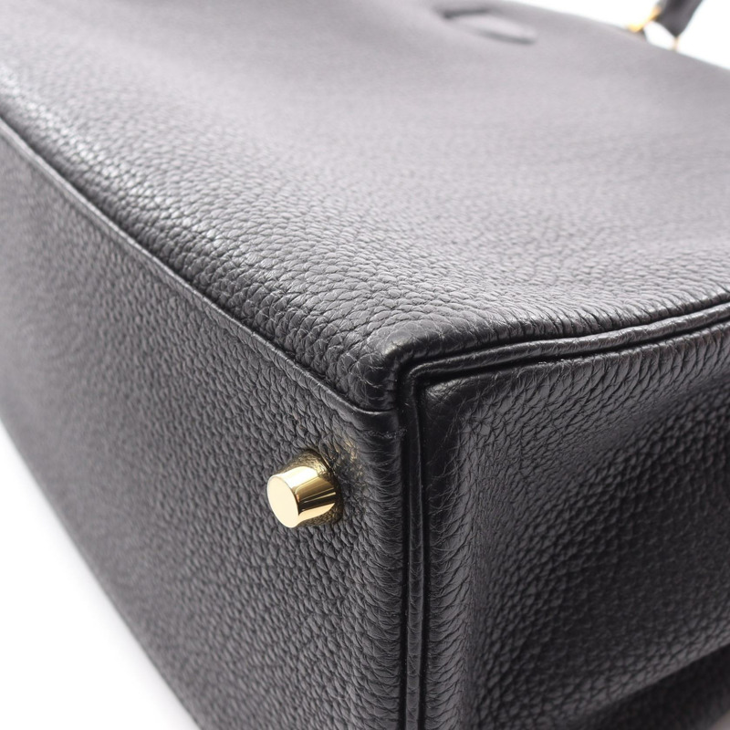 愛馬仕 Kelly 28 肩背包,Togo 皮革,黑色,二手,女士,金色五金 D-7