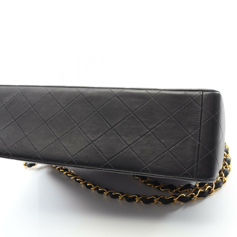 香奈兒 Big Matelasse34 鏈條肩背包，羊皮材質，黑色，二手，金色五金，CC-8