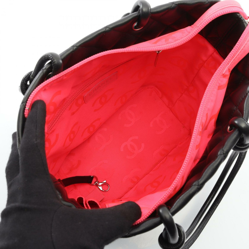 香奈兒 Cambon 系列中型單肩托特包,黑色漆皮,二手女款,附五金配件-2