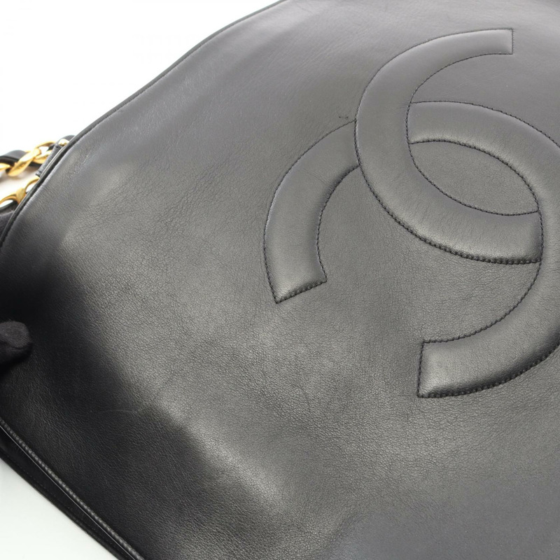 香奈兒 (CHANEL) Jumbo COCO 標誌鏈條肩背包，羊皮材質，黑色，二手，女士款，金色五金配件-8