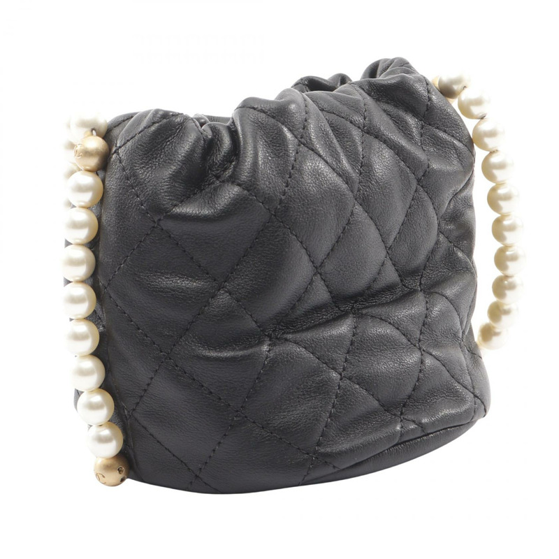 香奈兒 (CHANEL) 絎縫肩背包 AS2529 羊皮 人造珍珠 黑色 二手 CC-1