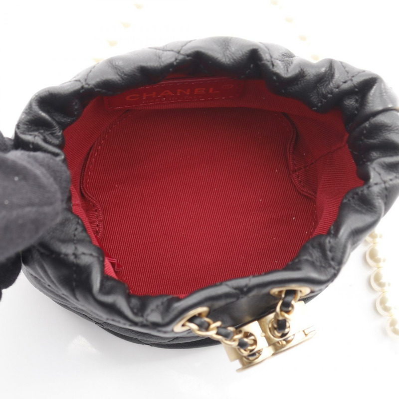 香奈兒 (CHANEL) 絎縫肩背包 AS2529 羊皮 人造珍珠 黑色 二手 CC-2