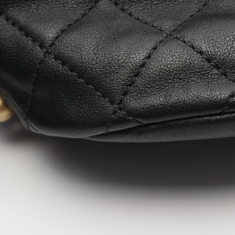 香奈兒 (CHANEL) 絎縫肩背包 AS2529 羊皮 人造珍珠 黑色 二手 CC-6