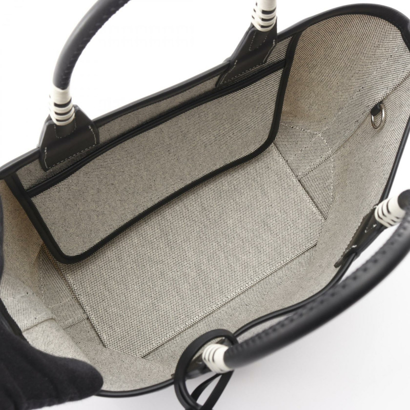 愛馬仕 Steeple 25 手提包 083611CK Toile H 帆布 Swift 皮革 灰色 黑色 二手-2