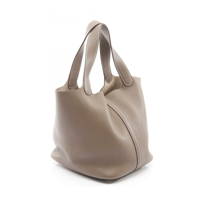 愛馬仕 Picotin Lock MM 手提包，Clemence 皮革，米色/灰褐色，二手-1