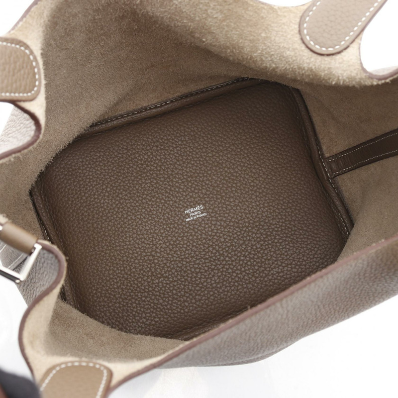 愛馬仕 Picotin Lock MM 手提包，Clemence 皮革，米色/灰褐色，二手-2